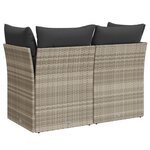 vidaXL Canapé de jardin 2 places et coussins gris clair résine tressée