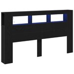 Tête de lit de rangement vidaXL avec éclairage LED Chêne noir 180x18 5x103 5 cm