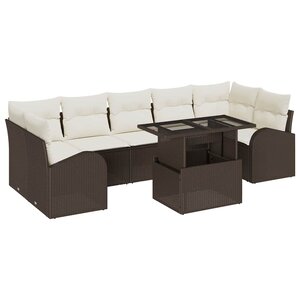 vidaXL Ensemble de canapé de jardin 8 Pièces Marron 100 x 55 x 73 cm