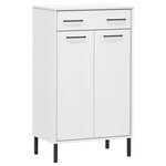 vidaXL Étagère à chaussures et pieds en métal Blanc Bois de pin OSLO