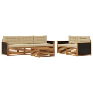 vidaXL Ensemble de canapés d'extérieur 6 pc Naturel et Beige