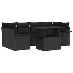 vidaXL Set de canapé de jardin 7 pièces avec coussins noir poly rattan