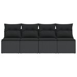 vidaXL Canapé de jardin avec coussins 4 places noir résine tressée