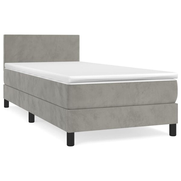 vidaXL Sommier à lattes de lit et matelas Gris clair 90x200 cm Velours