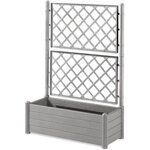 Bac à fleur Italia - rectangulaire avec treillis stone gris