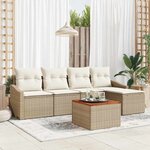vidaXL Ensemble de canapé de jardin 6 Pièces Beige et blanc