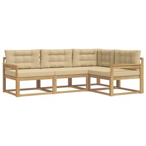 vidaXL Ensemble de canapés d'extérieur 3 pc Blanc et Beige Polyester