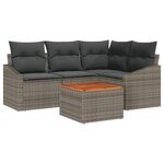 vidaXL Ensemble de canapé de jardin de 5 pièces avec coussins Gris Poly Rattan Acacia