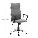 Fauteuil de bureau chaise ergonomique siège rembourré pivotant en tissu hauteur réglable mécanisme basculent charge 120 kg gris 12_0005876