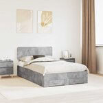 vidaXL Cadre de lit Gris béton 120 x 190 cm Bois d'ingénierie