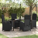 vidaXL Ensemble de salle à manger pour jardin 5 Pièces Noir polyrotin
