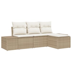 vidaXL Ensemble de canapé de jardin 4 pièces avec coussins Beige Poly Rattan