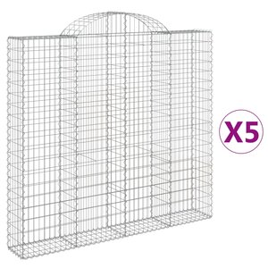 vidaXL Paniers à gabions arqués 5 Pièces 200x30x180/200 cm Fer galvanisé
