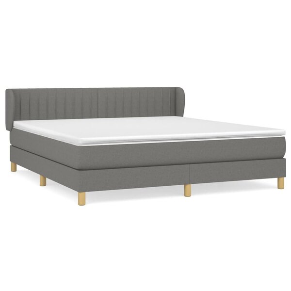 vidaXL Sommier à lattes de lit avec matelas Gris foncé 180x200cm Tissu