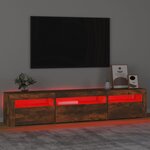 vidaXL Meuble TV avec lumières LED Chêne fumé 195x35x40 cm