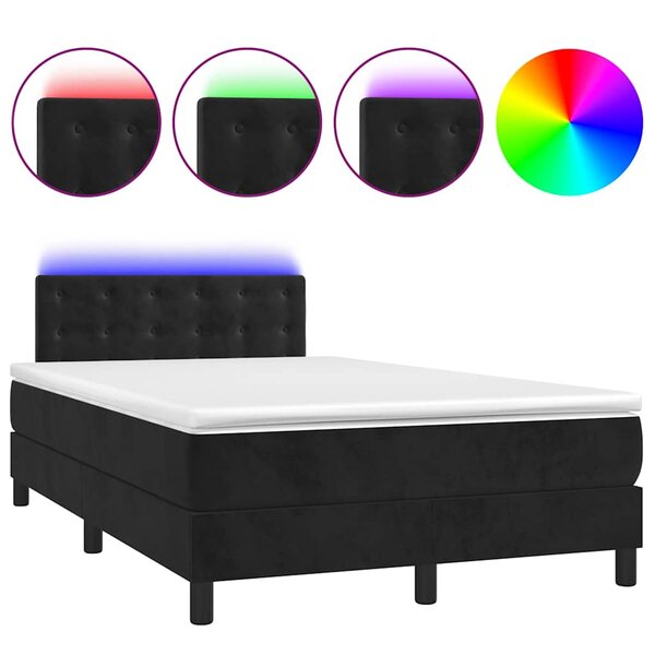 vidaXL Sommier à lattes de lit et matelas LED noir 120x190 cm velours