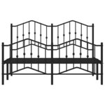 vidaXL Cadre de lit métal sans matelas avec pied de lit noir 150x200cm