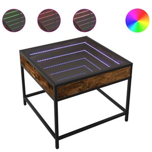 vidaXL Table basse avec LED Infinity chêne fumé 50x50x41 cm