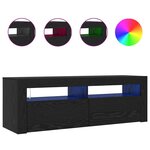 Meuble TV vidaXL avec LED Chêne Noir 120x35x40 cm Bois d'ingénierie