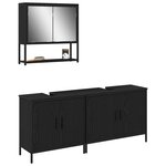 vidaXL Ensemble de mobilier de salle de bain avec étagère 3 Pièces Noir