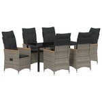 vidaXL Set de Salle à Manger de Jardin 7 Pièces avec Coussins Gris Poly Rattan