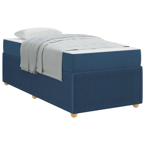 vidaXL Cadre de lit avec matelas Bleu 90 x 190 cm tissu