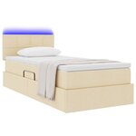 vidaXL Lit de rangement LED avec matelas Crème 100 x 200 cm Tissu