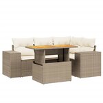 vidaXL Salon de jardin avec coussins 5 Pièces beige résine tressée