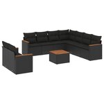 vidaXL Salon de jardin 10 Pièces avec coussins noir résine tressée
