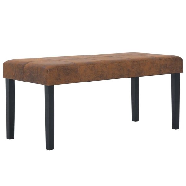 Banquette pouf tabouret meuble banc 106 cm marron synthétique daim 3002199