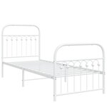 vidaXL Cadre de lit métal sans matelas avec pied de lit blanc 75x190cm