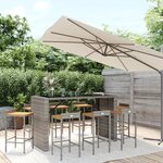 vidaXL Ensemble de bar jardin 9 Pièces gris poly rotin/bois massif acacia