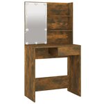 vidaXL Coiffeuse avec LED Chêne fumé 74 5x40x141 cm