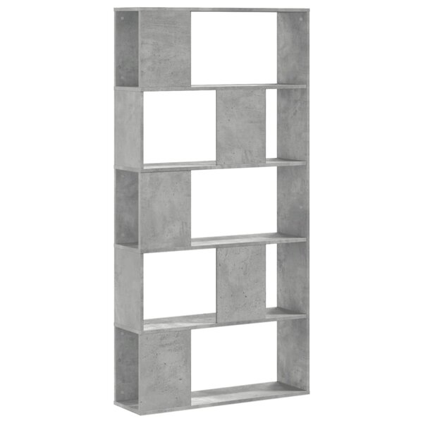 vidaXL Bibliothèque 5 niveaux gris béton bois d'ingénierie