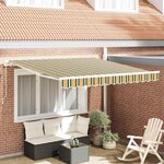 vidaXL Auvent Rétractable Vert et jaune 350 x 250 cm tissu
