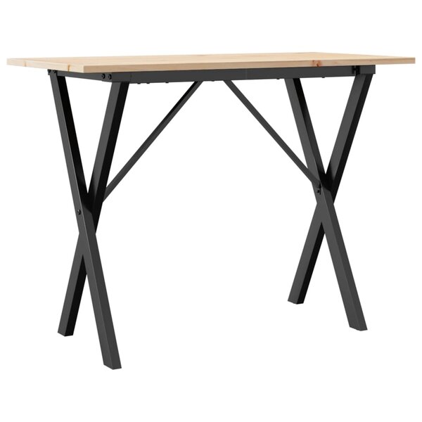 vidaXL Table à manger cadre en X 100x50x75 cm bois de pin massif acier