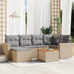 vidaXL Salon de jardin avec coussins 7Pièces mélange beige résine tressée