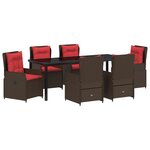 vidaXL Set de jardin de 7 pièces en rattan poly marron