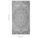 vidaXL Tapis à tissage plat d'extérieur 80x150 cm Motif bleu