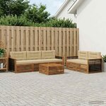 vidaXL Ensemble de canapés d'extérieur 6 pc Naturel et Beige