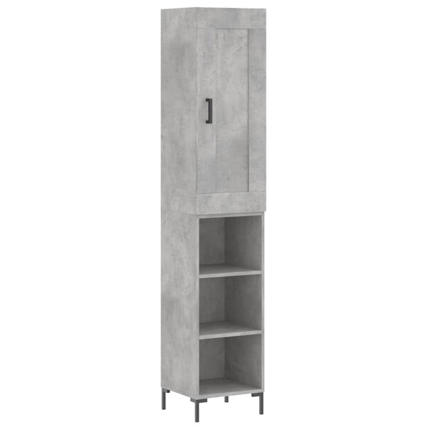 vidaXL Buffet haut Gris béton 34 5x34x180 cm Bois d'ingénierie