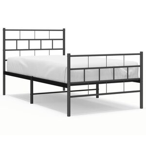 vidaXL Cadre de lit métal sans matelas avec pied de lit noir 80x200 cm