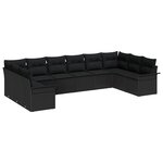 vidaXL Ensemble de canapé de jardin 10 Pièces Noir Poly rotin