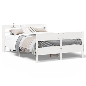 vidaXL Cadre de lit sans matelas blanc 135x190 cm bois de pin massif