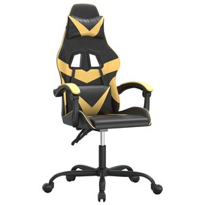vidaXL Chaise de jeu pivotante Noir et doré Similicuir