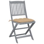 vidaXL Chaises pliables d'extérieur lot de 6 et coussins Bois d'acacia