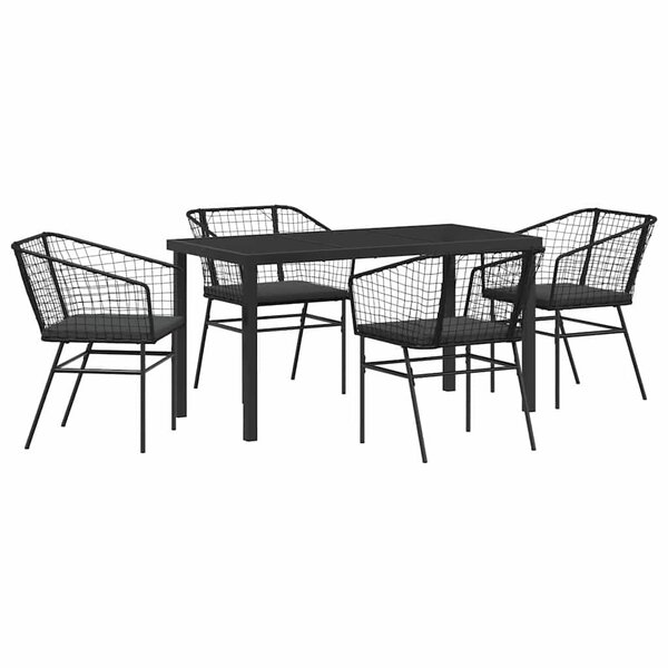 vidaXL Ensemble de salle à manger pour jardin 5 Pièces Noir polyrotin