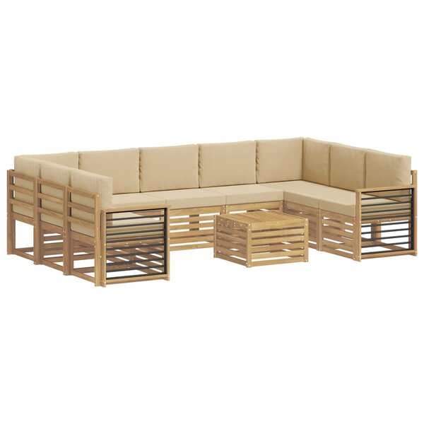 vidaXL Ensemble de canapés d'extérieur 10 pc Blanc et Beige Polyester