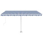 vidaXL Auvent manuel rétractable sur pied 400x350 cm Bleu/Blanc