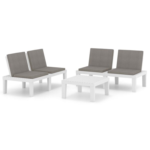 vidaXL Salon de jardin 3 Pièces avec coussins Plastique Blanc